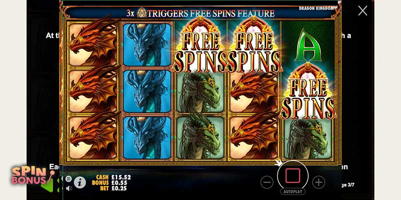 dragons kingdom free spins
